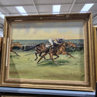 Lot 1654 - A large 20th-century oil on canvas, "The Horse...