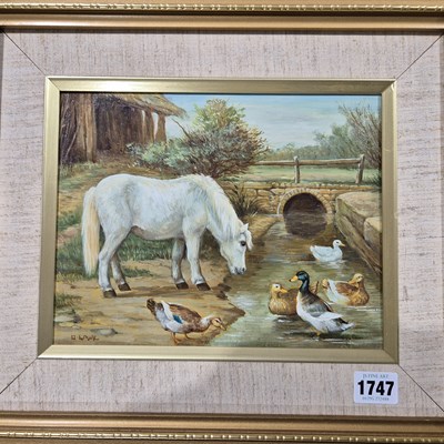 Lot 1747 - Four modern oil on board paintings in the...