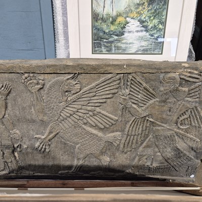 Lot 1771 - A resin panel moulded from an Incan frieze.