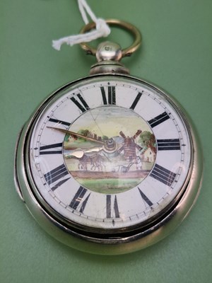 Lot 1322 - A silver pair cased verge pocket watch by...