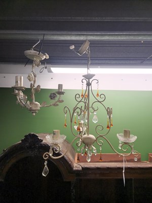 Lot 9 - Two white painted chandeliers