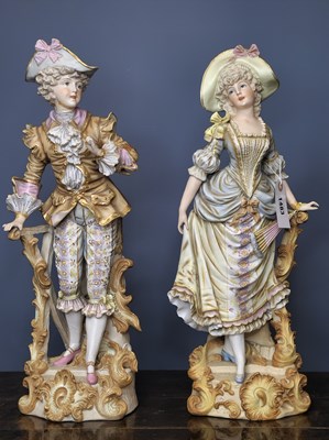 Lot 1483 - A pair of Paris porcelain biscuit figures of a...