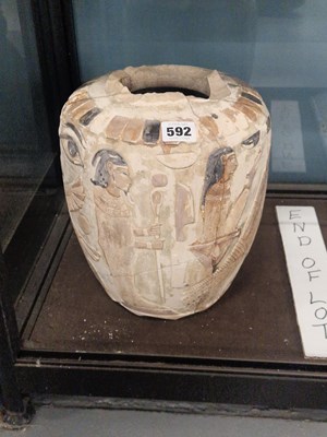 Lot 592 - A pottery vase with ancient Egyptian figures...