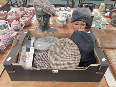 Lot 820 - Men's caps and hats together with two shop...