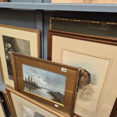Lot 139 - A watercolour of a spaniel, a still life and...