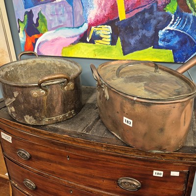 Lot 183 - Two large 19th century copper pans
