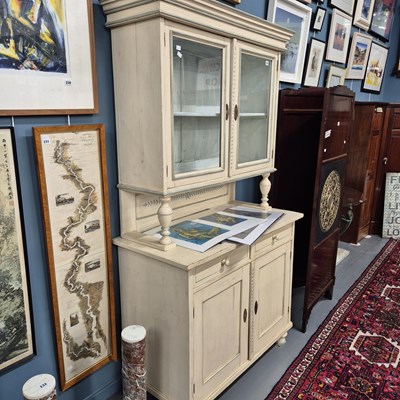 Lot 228 - An antique French glazed dresser. H 198 W 110...