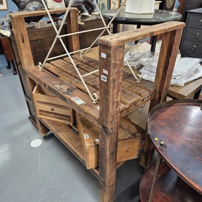 Lot 308 - A rustic pine stand. H 118 W 97 D 52cm.