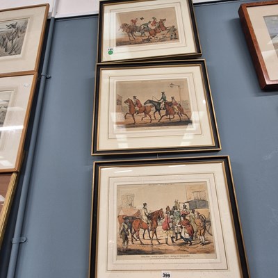 Lot 399 - Three antique hunting prints.