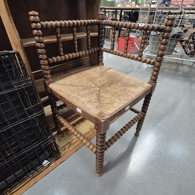 Lot 403 - A Victorian bobbin turned corner chair, H 70cm