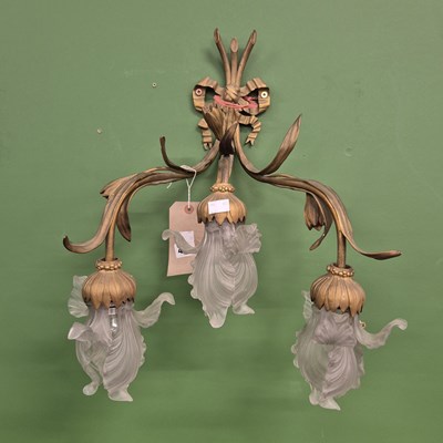 Lot 431 - A gilt-brass three-light wall sconce
