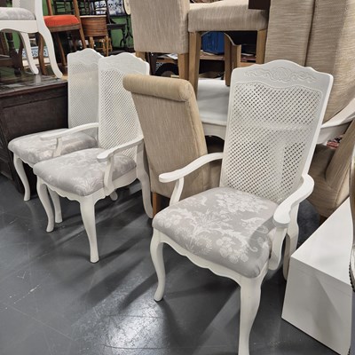 Lot 120 - A modern painted dining table and four chairs....