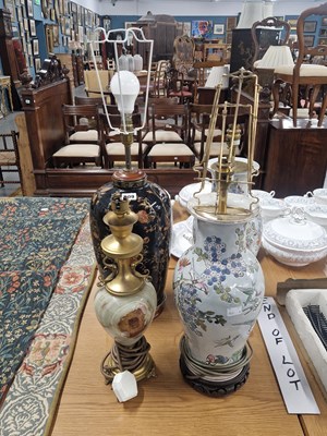 Lot 909 - A pair of Chinoiserie vases as table lamps...