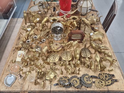 Lot 983 - A collection of brass ware together with four...