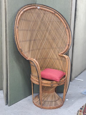 Lot 1315 - A mid 20th century basket work chair with a...