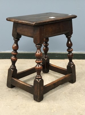 Lot 1261 - An 18th century oak joint stool, the turned...