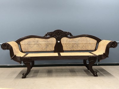 Lot 1263 - An early Victorian caned mahogany settee, the...