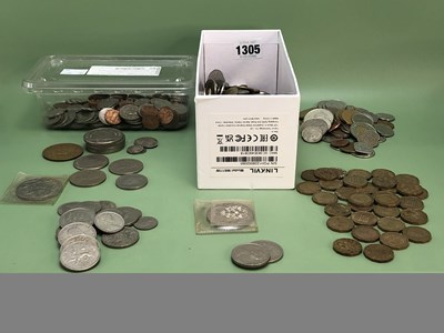 Lot 1305 - British coins from 1/4d up to £1s, European...