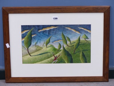 Lot 1306 - Aileen Johnson, 'Chasing the Clouds' a silk...