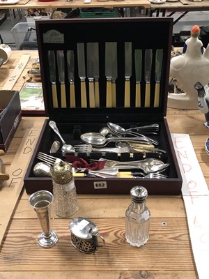 Lot 652 - A silver mustard, an electroplate topped glass...