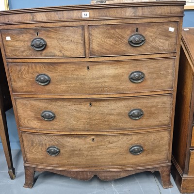 Lot 53 - A late Georgian mahogany bow-front chest of...