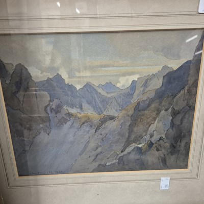 Lot 82 - E W Powell, mountainous landscape, watercolour,...