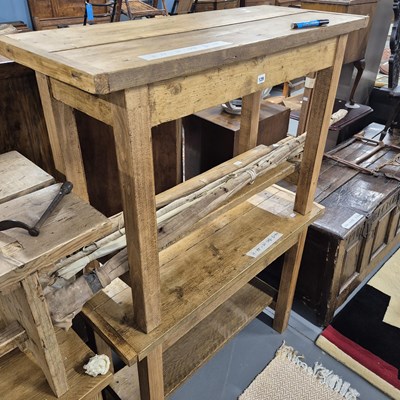 Lot 129 - Two similar pine rustic table with undertiers...