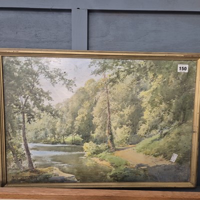 Lot 150 - Sylvester Stannard, a sunlit woodland stream,...