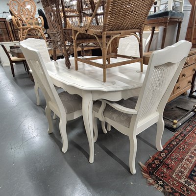 Lot 163 - A modern painted extending table and four...