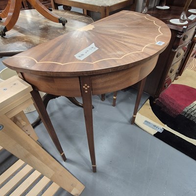 Lot 177 - A demi lune side table H 78cm W 76cm D 38cm