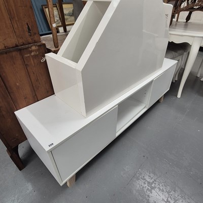 Lot 209 - Two modern white TV stand side units.