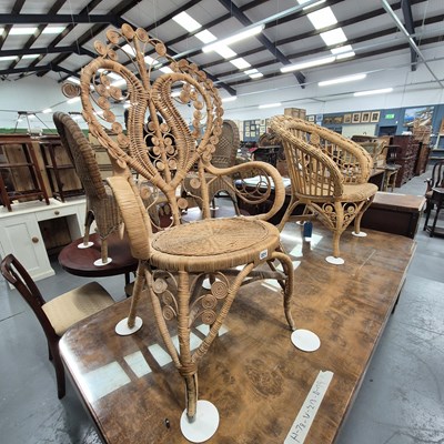 Lot 221 - Two antique rattan armchairs