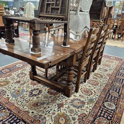 Lot 329 - A large bespoke quality oak refectory table...
