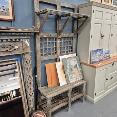 Lot 349 - A rustic pine hall stand