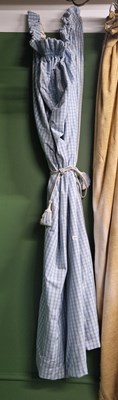 Lot 420 - A pair of blue and white gingham check...