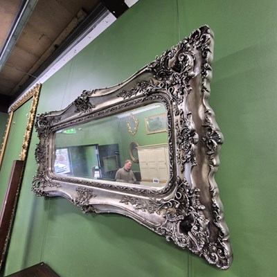 Lot 449 - A large wall mirror with silvered frame H 89 W...