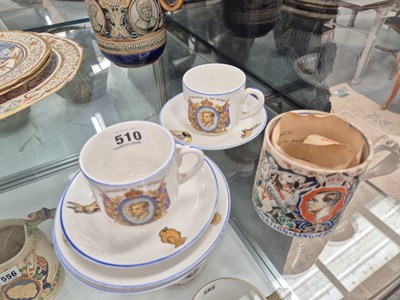 Lot 510 - Two Crown Pottery trios commemorating the...