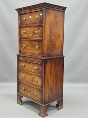Lot 1332 - A 20th century feather banded walnut miniature...