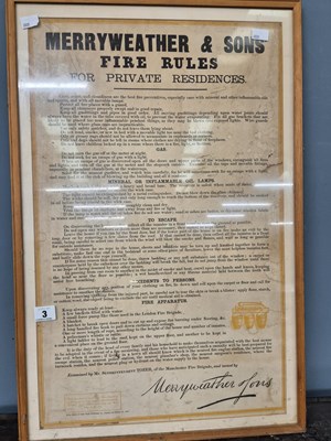Lot 3 - A rare Merrywether & Sons Fire Rules for...