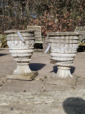 Lot 950 - Two stone planters with bases. H 60 W 40 D...