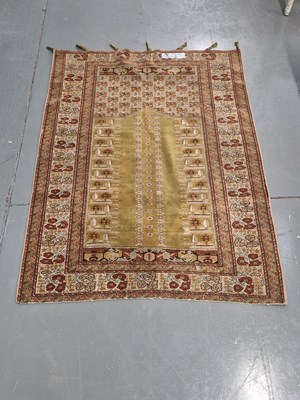 Lot 1505 - An antique Turkish Ghiordes prayer rug 161 x...