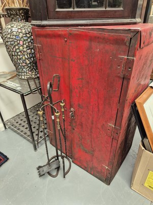 Lot 216 - A vintage steel tool cabinet and a fireside...