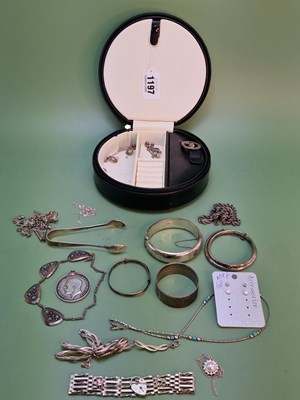 Lot 1197 - A collection of mostly unhallmarked silver...