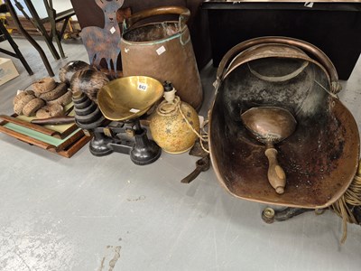 Lot 643 - A Victorian copper coal scuttle, a copper pail,...