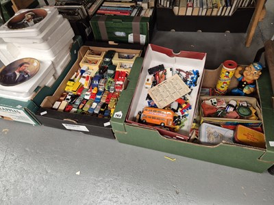 Lot 763 - Two boxes of vintage die-cast toy cars and a...