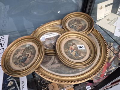 Lot 805 - A group of five 19th century prints in gilt...