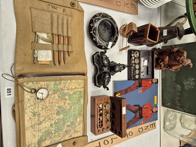 Lot 851 - A military mapcase and a compass, oriental and...