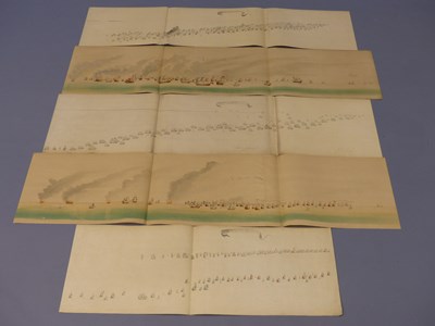 Lot 1287 - Nine folding sheets depicting the naval battle...