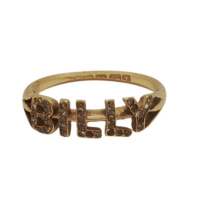 Lot 1130 - An 18ct hallmarked gold and diamond set name...