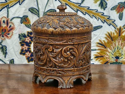 Lot 1702 - An antique Black Forrest carved tobacco box...